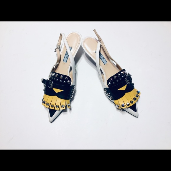 Prada Stud-embellished leather slingback pumps - Picture 4 of 8